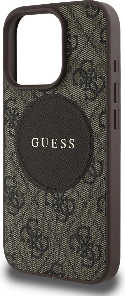 Mbështjellës Guess 4G Circle Classic Logo MagSafe për iPhone 16 Pro Max, Kafe