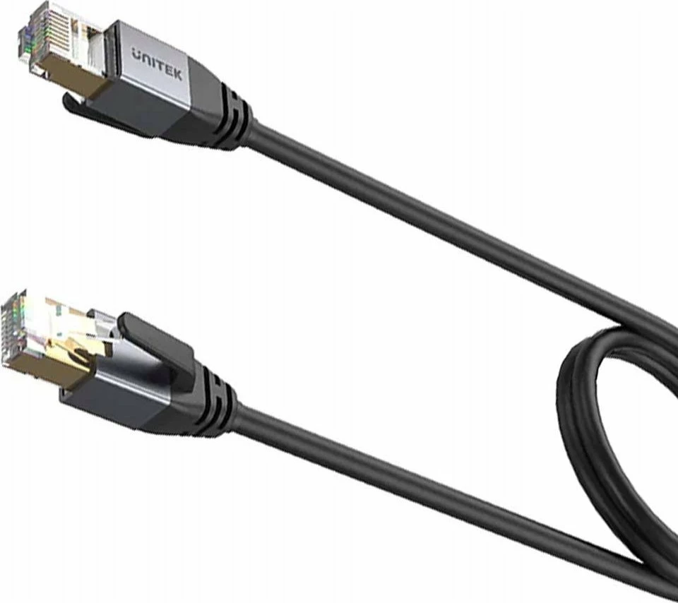 Kabllo Ethernet Unitek Cat.8 S/FTP RJ-45 Patchcord 1.5 m, e zezë, 1 copë