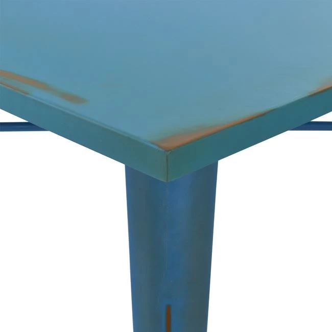 Tavolinë ngrënieje metalike, ngjyrë patinë blu, FH0608.88, 80x80x76 cm
