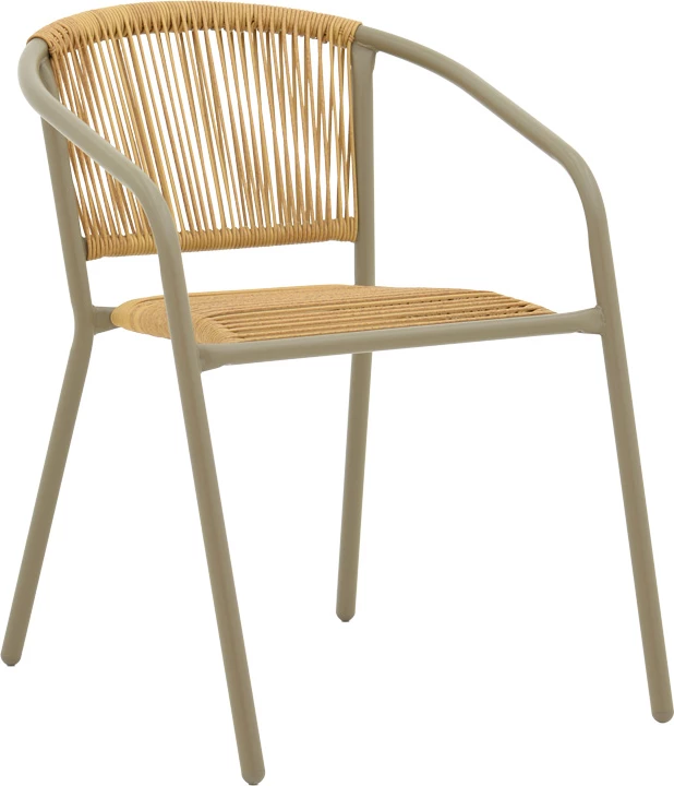 Set tavoline me karrige Valor-Lindaria, 5 pjesë, metal, ngjyrë shampanjë dhe pe rattan, 110x60x70cm