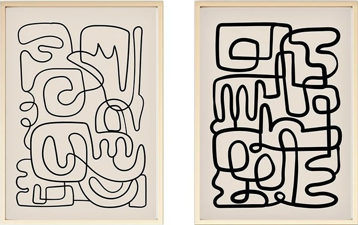 Pikturë dekorative me kornizë MDF (2 copë), Wallity, Huhu184, 50x70cm