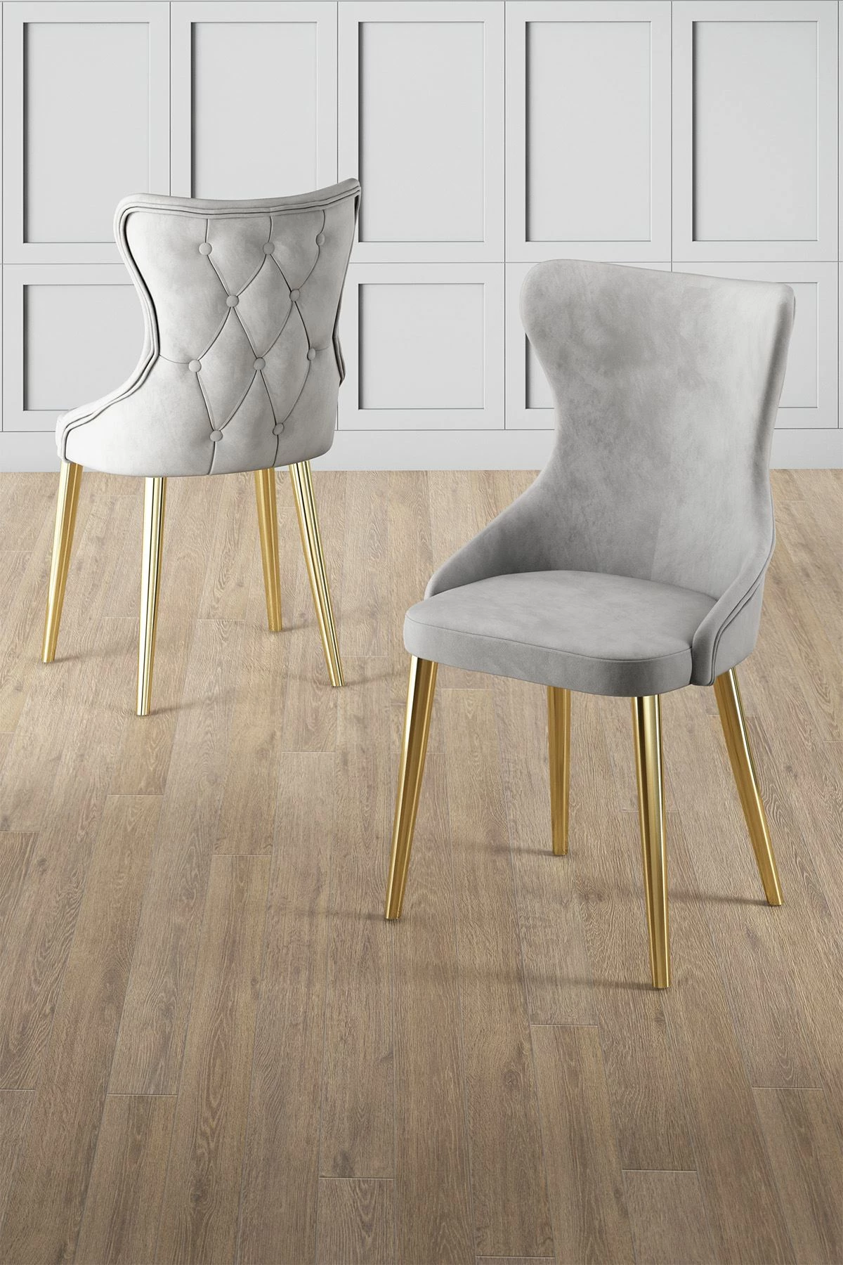 Set karrigesh (4 copë) Hanah Home, Alpa, gri dhe ari