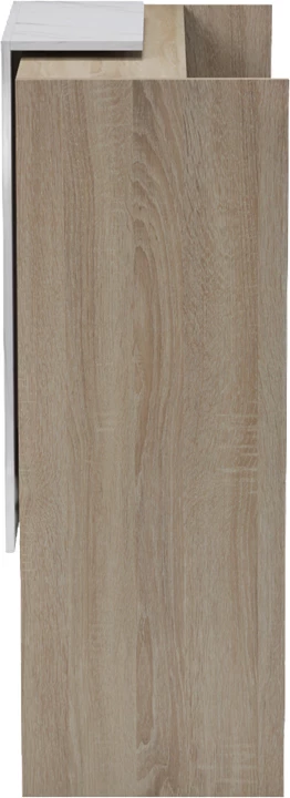 Banak recepsioni Zowel, me LED, pamje lis-sonoma dhe mermeri të bardhë, 90x40x110cm