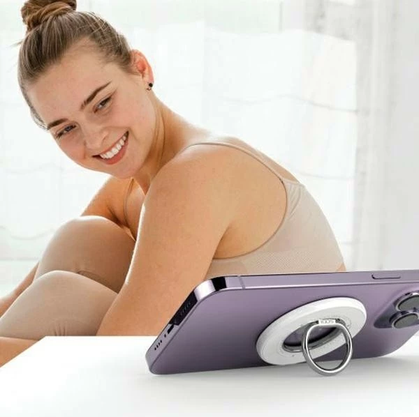 Mbajtëse unaze MagSafe SODI BM-350, magnetike rrotulluese 360°, stand tavoline, e bardhë