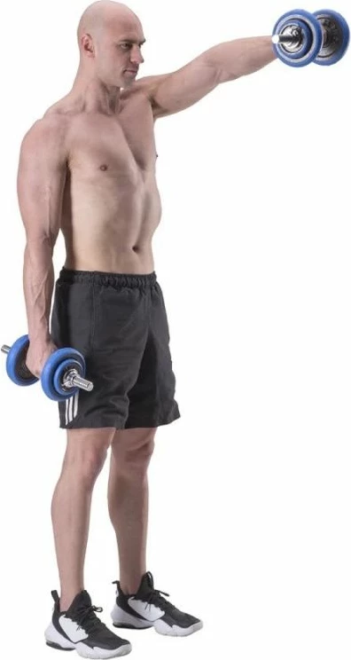 Set pesha 2-në-1 barbell dhe dumbbell HMS, unisex, argjend e kaltër