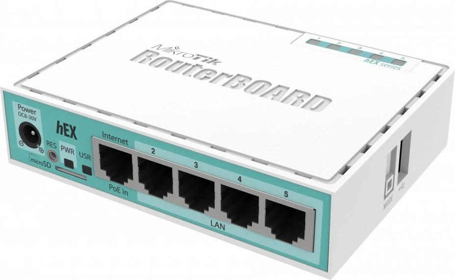 Router Mikrotik RB750Gr3 hEX, 5 porta Gigabit Ethernet, USB, Bardhë