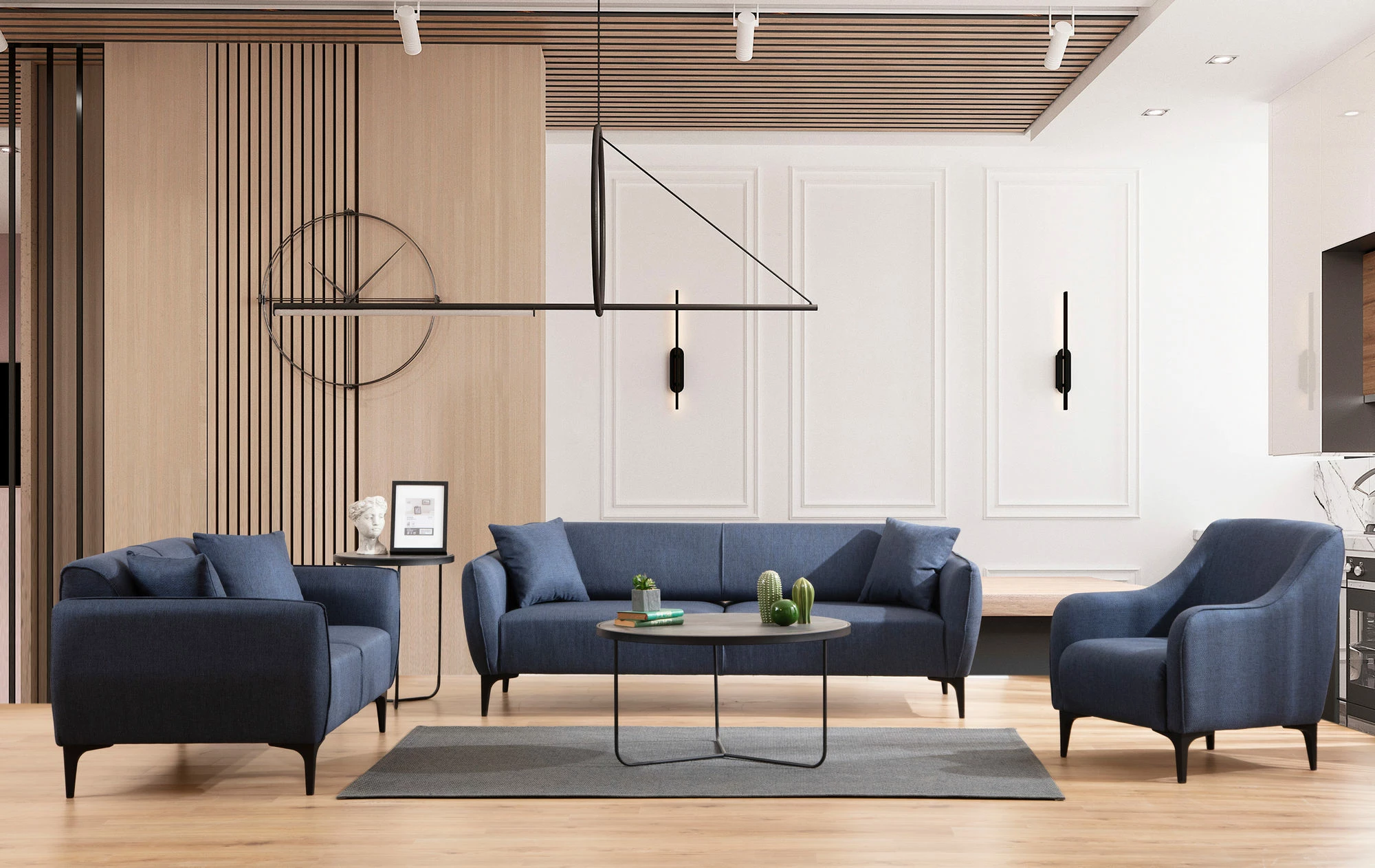 Divan dy vendësh Atelier del Sofa, Belissimo, ngjyrë kaltër