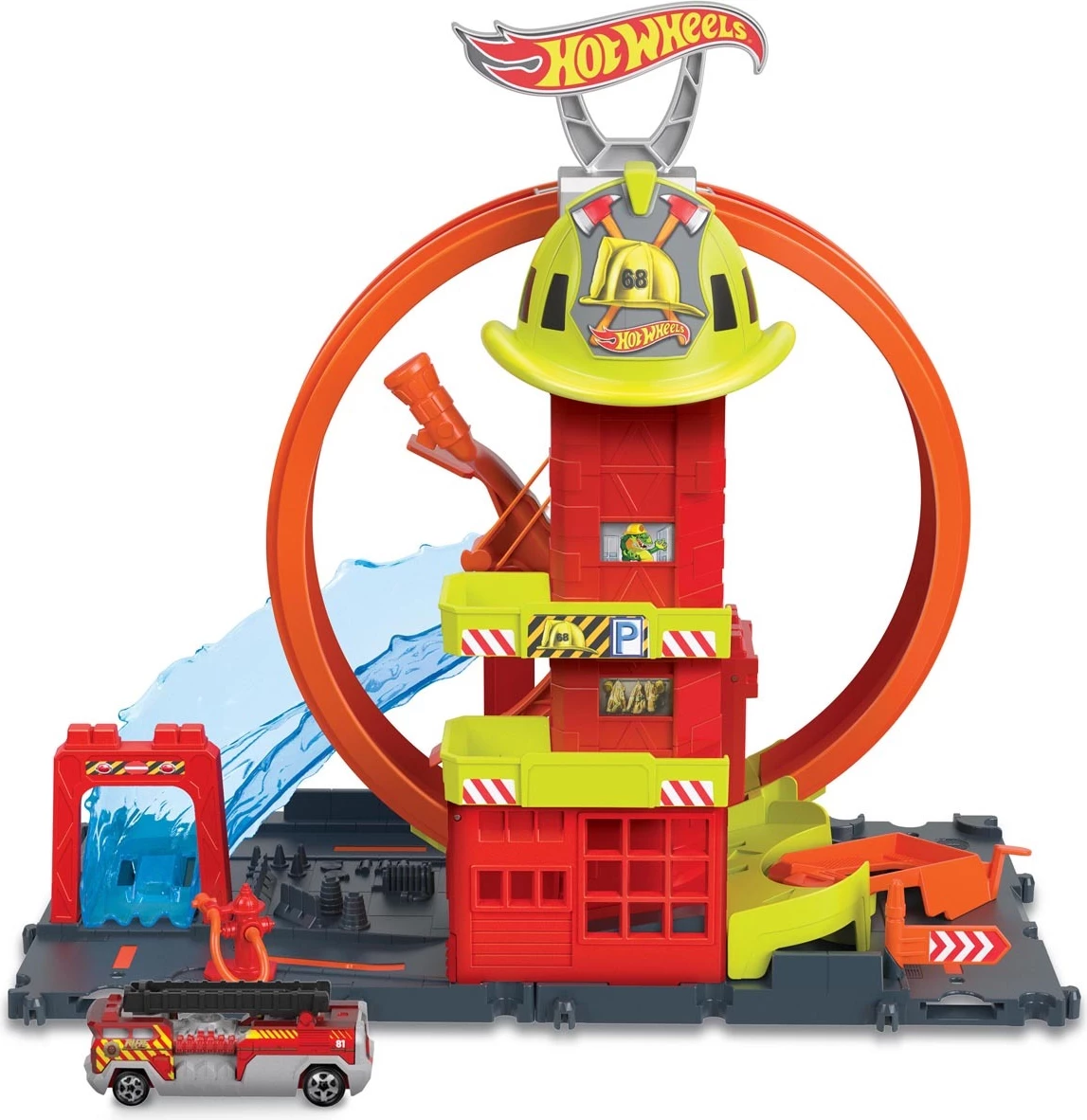 Set lodër për fëmijë Hot Wheels City Super Loop Fire Station Playset