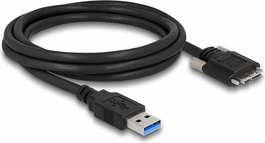 Kabllo USB DeLOCK USB-A në Micro-USB B me vida, 2 m, USB 3.2 Gen 1, 5 Gbit/s, e zezë