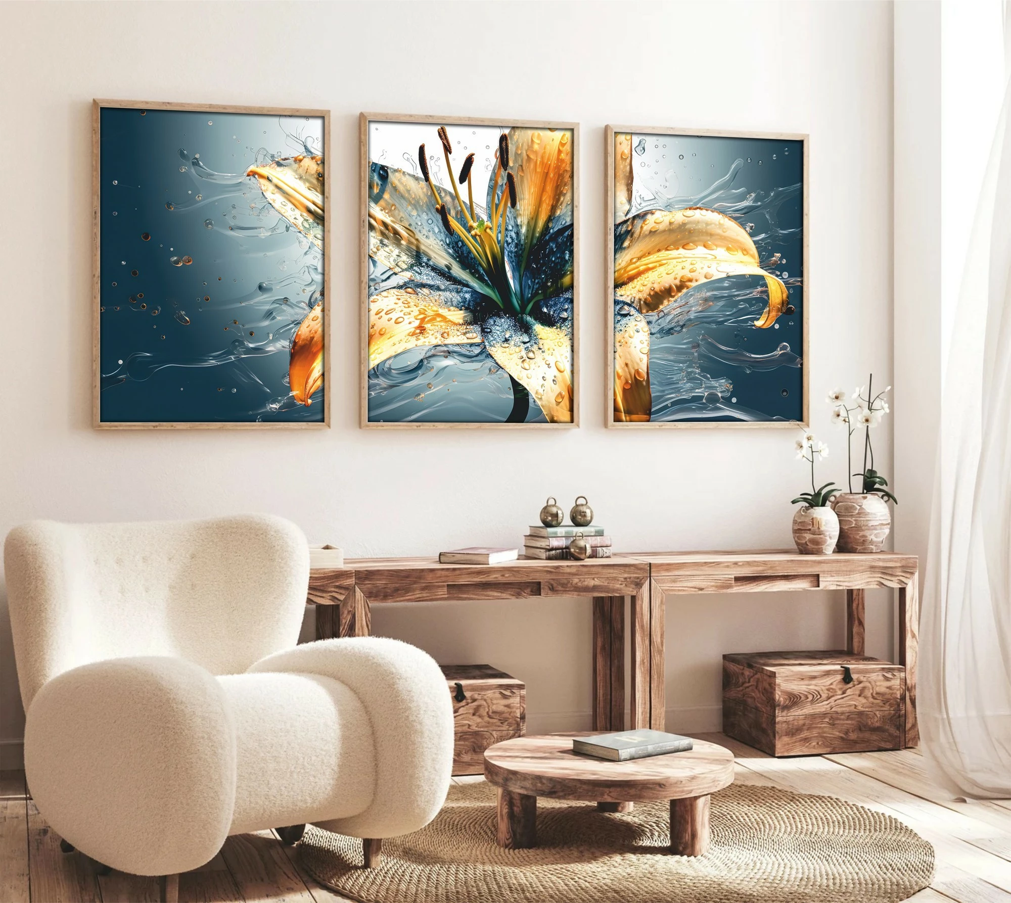 Pikturë dekorative me kornizë MDF (3 copë), Wallity, Huhu219, 35x50cm