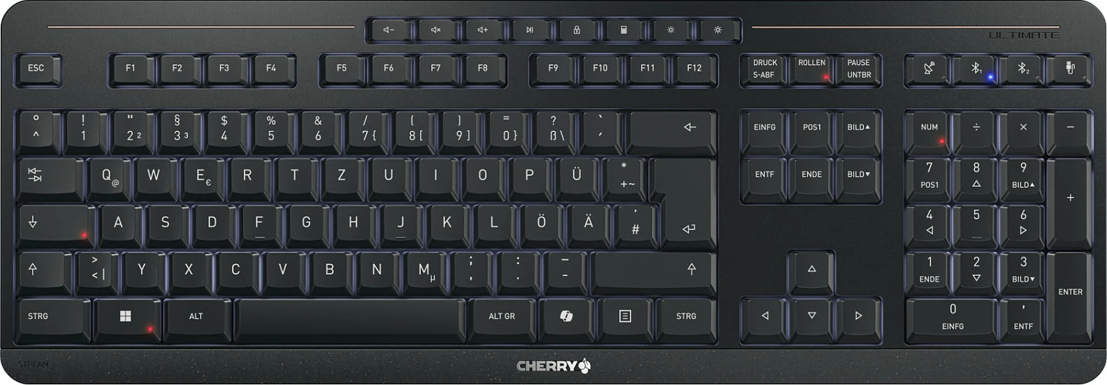 Set tastierë + Maus Cherry Stream Desktop ULTIMATE, Wired & Wireless, USB/RF/Bluetooth, QWERTZ, LED, e zezë