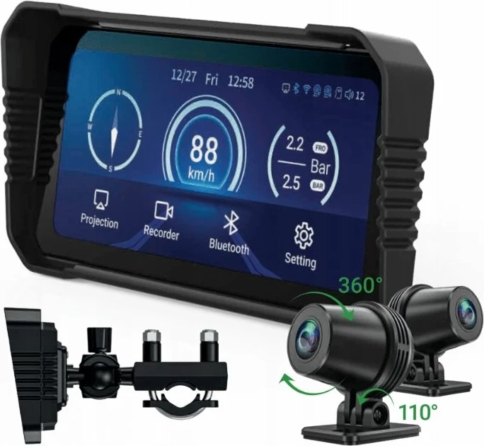 Navigacion GPS me kamerë moto Navitel MS850 Dual, Full HD, dy kamera, Bluetooth/Wi‑Fi, me bateri