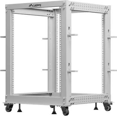 Kasë rrjeti Lanberg Open Rack 15U, 600x600-1100mm, e hirtë