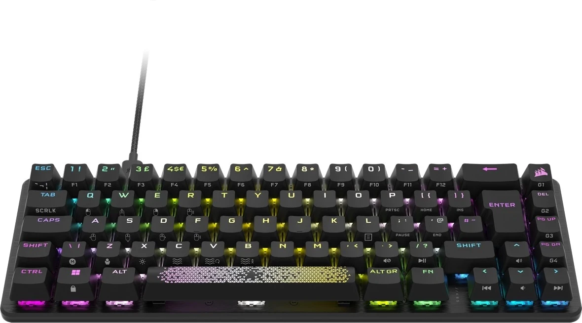 Tastierë Corsair K65 Pro Mini OPX Silver, RGB, me kabllo, gri