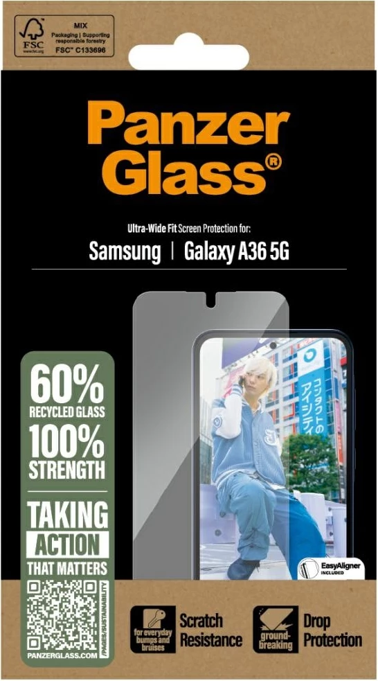 Xham mbrojtës PanzerGlass Ultra-Wide Fit për Samsung Galaxy A36 5G