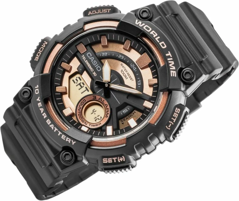 Orë dore për meshkuj CASIO, e zezë