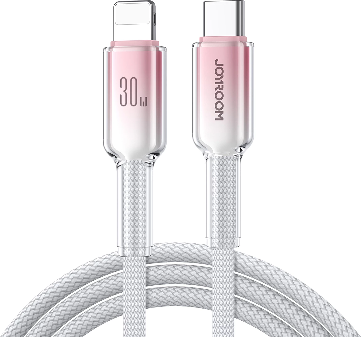 Kabllo Joyroom S-A42 Crystal-Clear Series, USB-C në Lightning, 1.2m, 30W, Bardhë