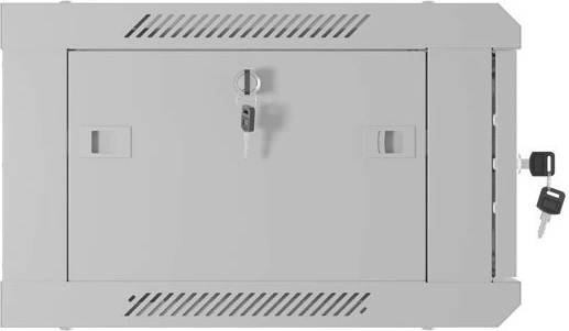 Kabinet rack muri 19", Lanberg WF01-6404-23S, 4U 600x450, derë e perforuar, 4 shina, 2 vende ventilatori, IP20 60 kg, gri, Flat Pack