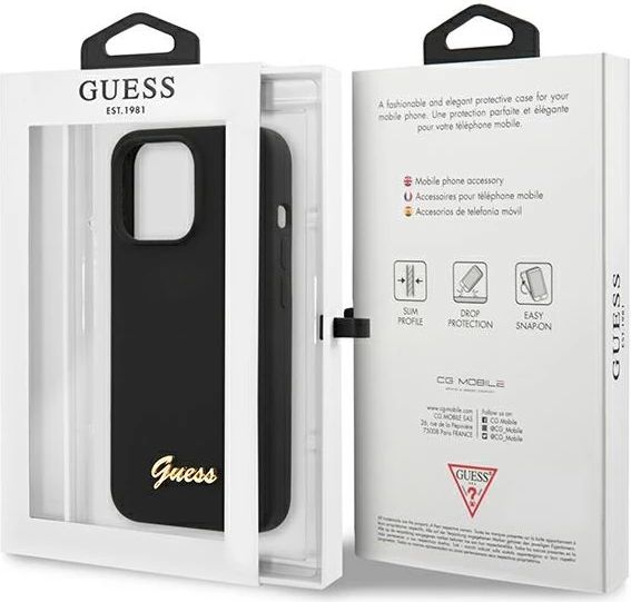 Mbështjellës Guess GUHCP13XLSLMGBK për iPhone 13 Pro Max 6.7", silikon, i zi