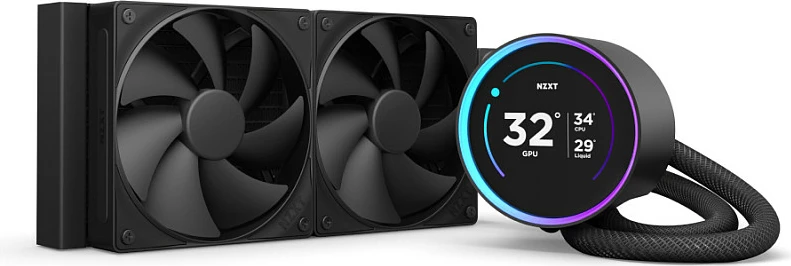 Ftohës uji AIO NZXT Kraken Elite V2 240, LCD Display, 2x120mm PWM, i zi