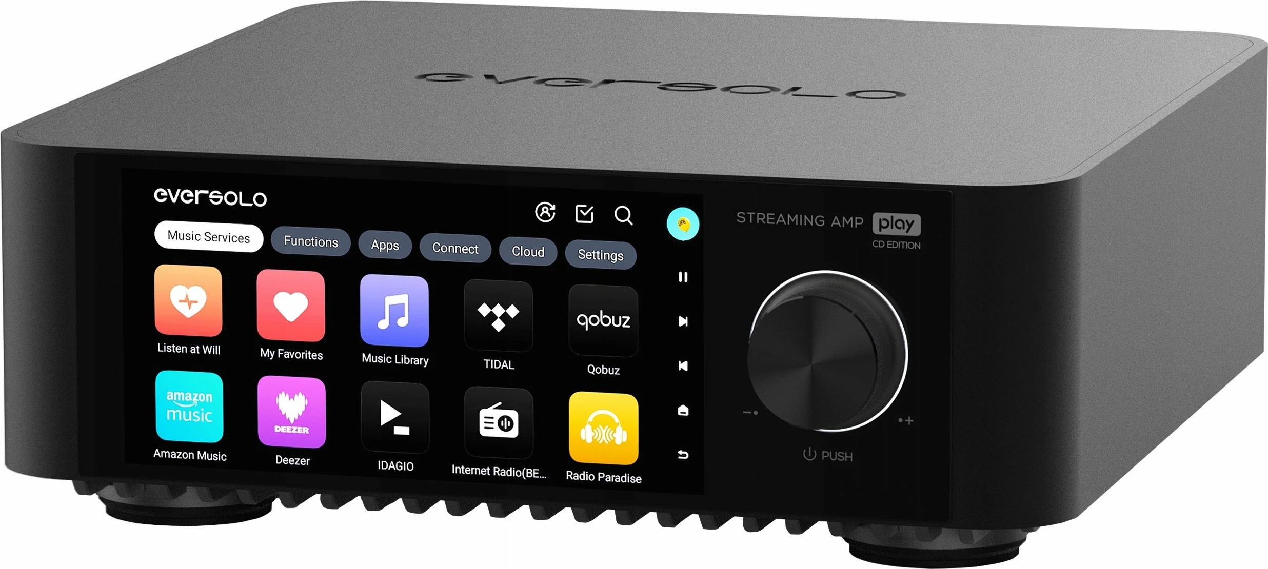 Amplifikator all-in-one Eversolo PLAY CD Edition, 2.0, Class D, ekran me prekje 5.5", AirPlay, i zi