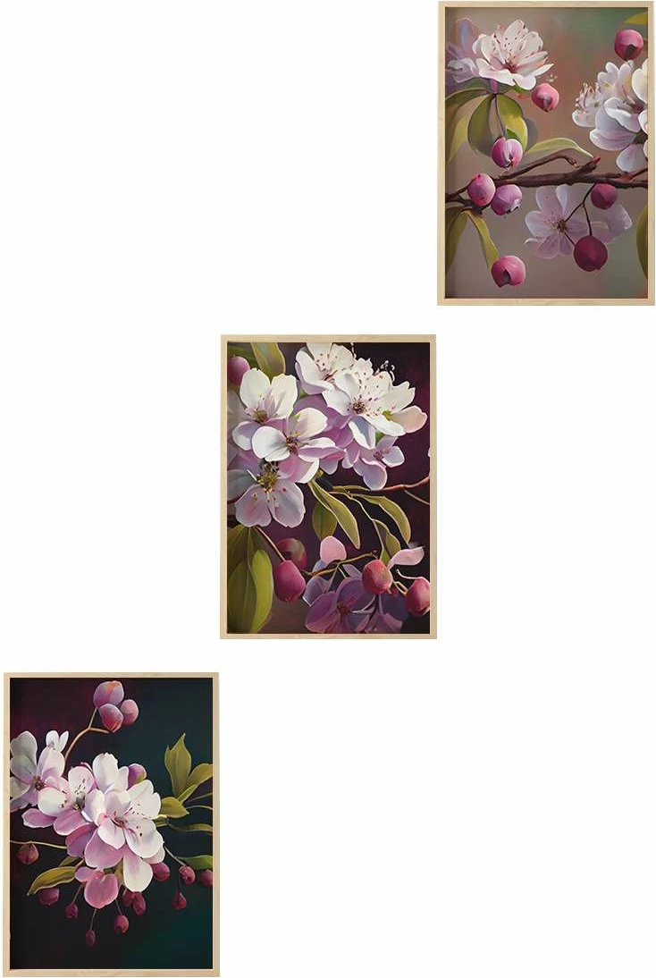 Pikturë dekorative me kornizë MDF (3 copë), Wallity, Huhu218, 35x50cm