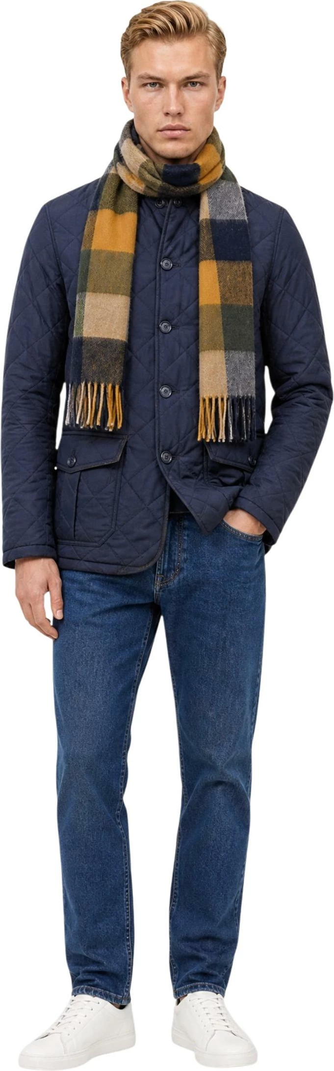 Shall për meshkuj Barbour Large Tattersall Scarf 262MUSC0005, i gjelbër
