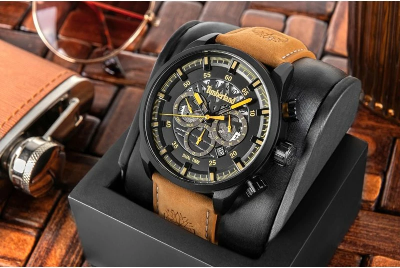 Orë dore meshkuj Timberland Henniker III TDWGF2100602, e zezë, set me çantë