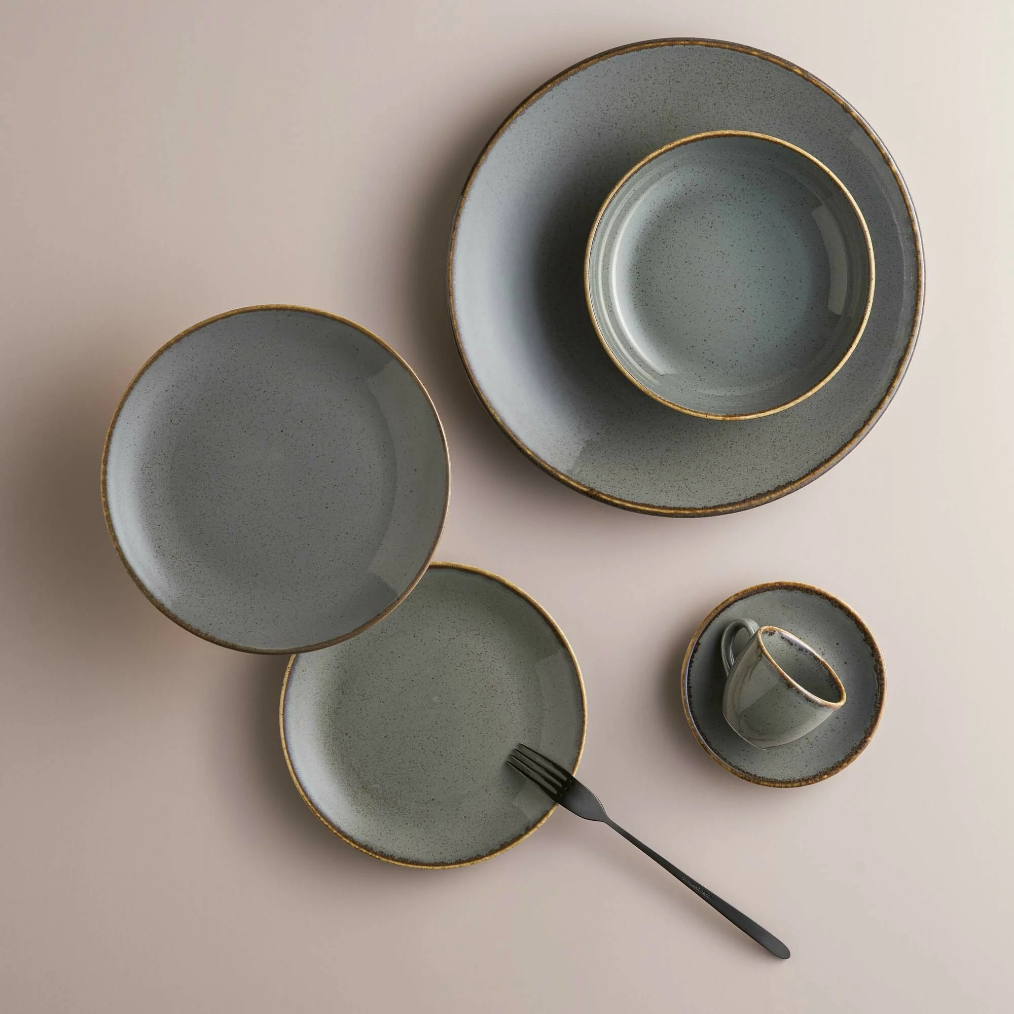 Tas i cekët Porland Seasons Stone Ø170mm 415ml, set 6 copë, gri e errët