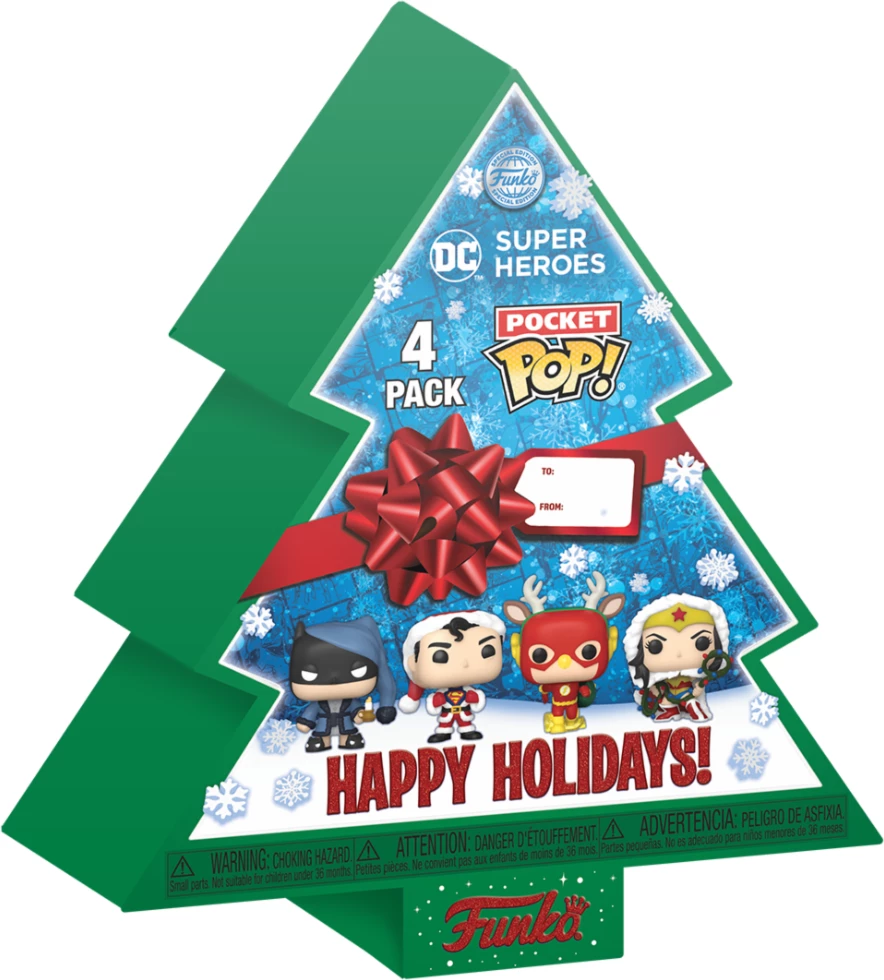 Figurina koleksionuese Funko Pocket Pop! DC Holiday Tree Holiday Box, set 4 copë