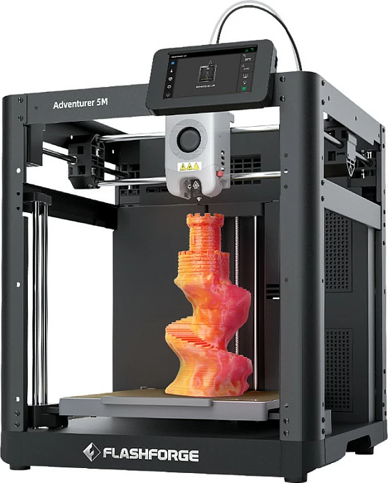 Printer 3D Flashforge Adventurer 5M, FFF, ekran me prekje, Wi‑Fi/Ethernet, e zezë