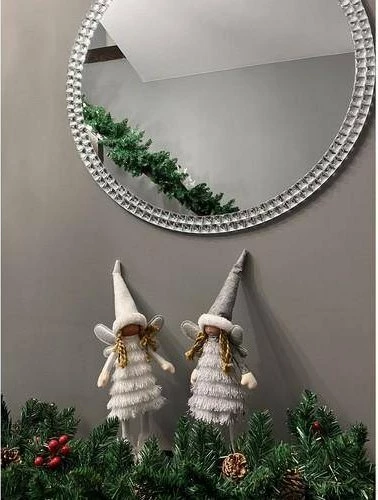 Figurinë dekoruese Krishtlindjesh Ruhhy 22342, zanë/engjëll me krahë me glitter, 40 cm, bardhë/argjend
