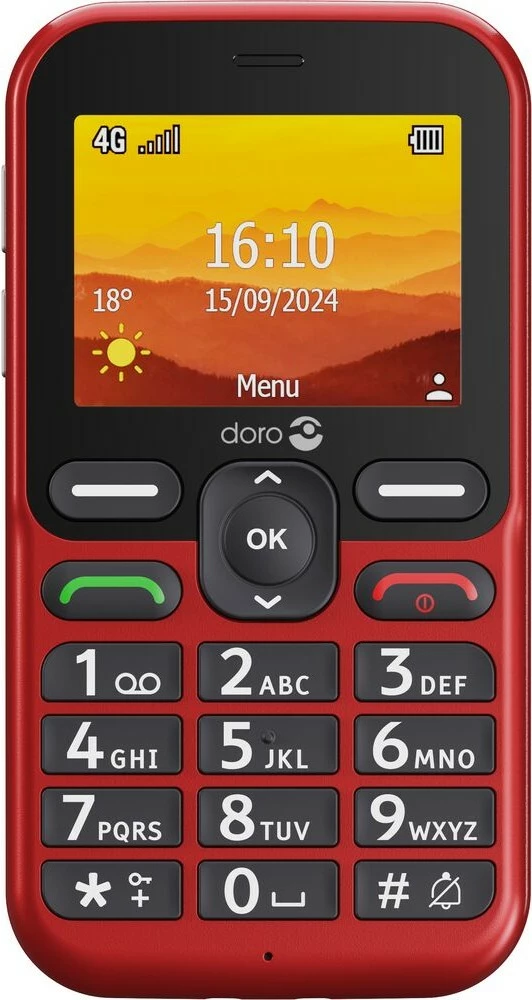 Celular Doro Leva L10, Single SIM, 2.4", 2 MP, 1150 mAh, Kuq