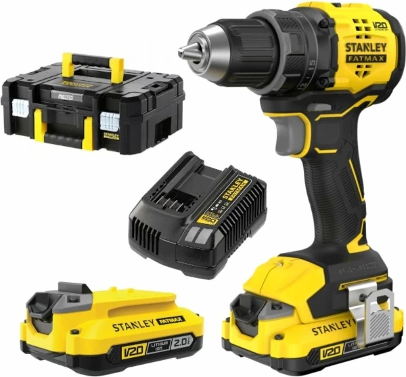 Bormashinë akumulatorike Stanley Fatmax SFMCD714D2T-QW 18 V, 2x 2 Ah, brushless, 60 Nm, 13 mm, me karikues dhe valixhe