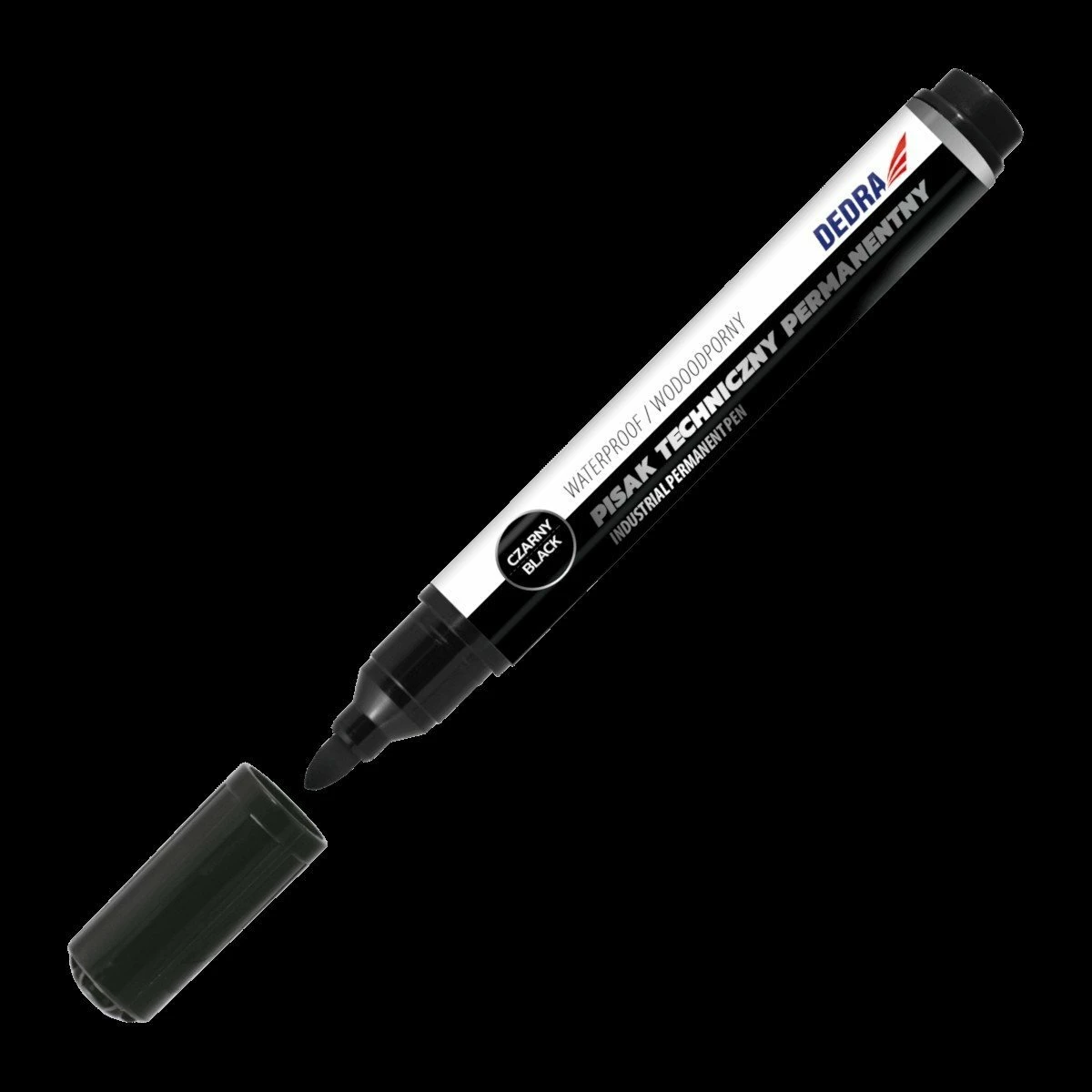 Marker permanent teknik Dedra 1.5mm, i zi, 12 copë (tub)
