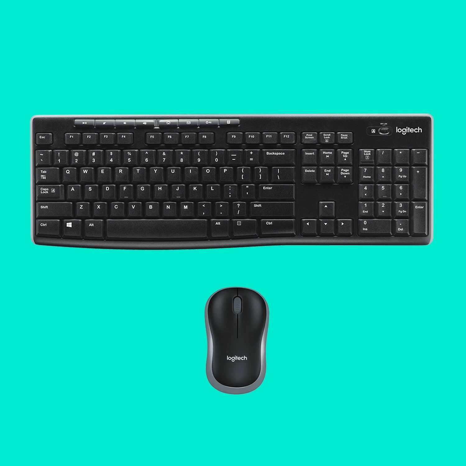 Kombo wireless Logitech MK270, Full-size (100%), RF Wireless, QWERTY, Zi, Argjendtë, Maus i përfshirë