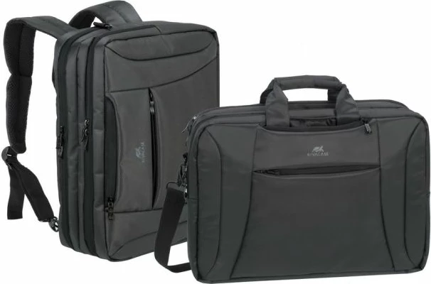 çantë laptopi/çantë shpine e konvertueshme RIVACASE 8290, për laptop 16\", e zezë qymyr
