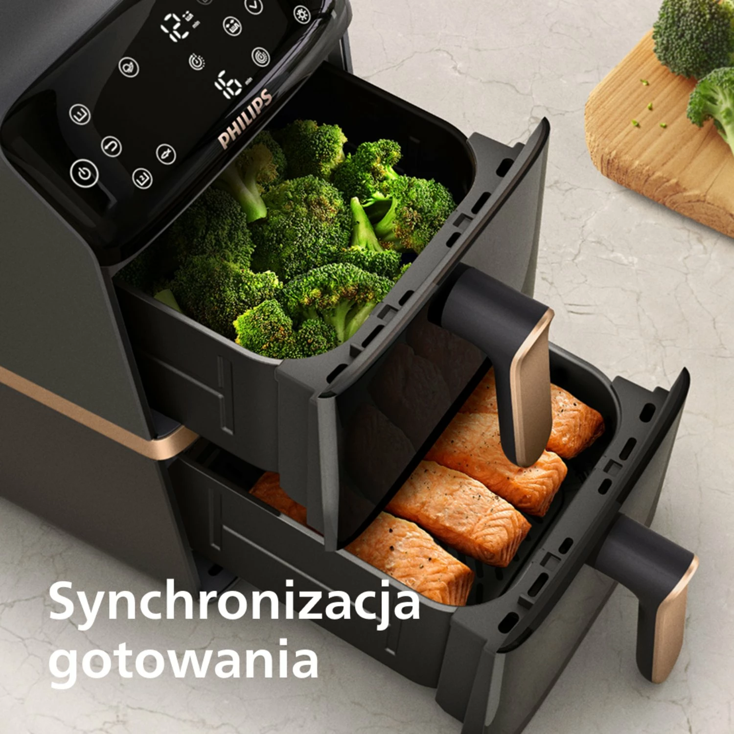 Fritezë pa vaj Philips 4000 Series NA462/70 10L 2750W me dy shporta, touch, e zezë