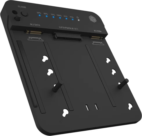 Stacion dokimi & klonimi ICYBOX IB-2915MSCL-C31, USB 3.2 Gen 2 10 Gbit/s, për M.2 NVMe/SATA + 2.5"/3.5" SATA, e zezë