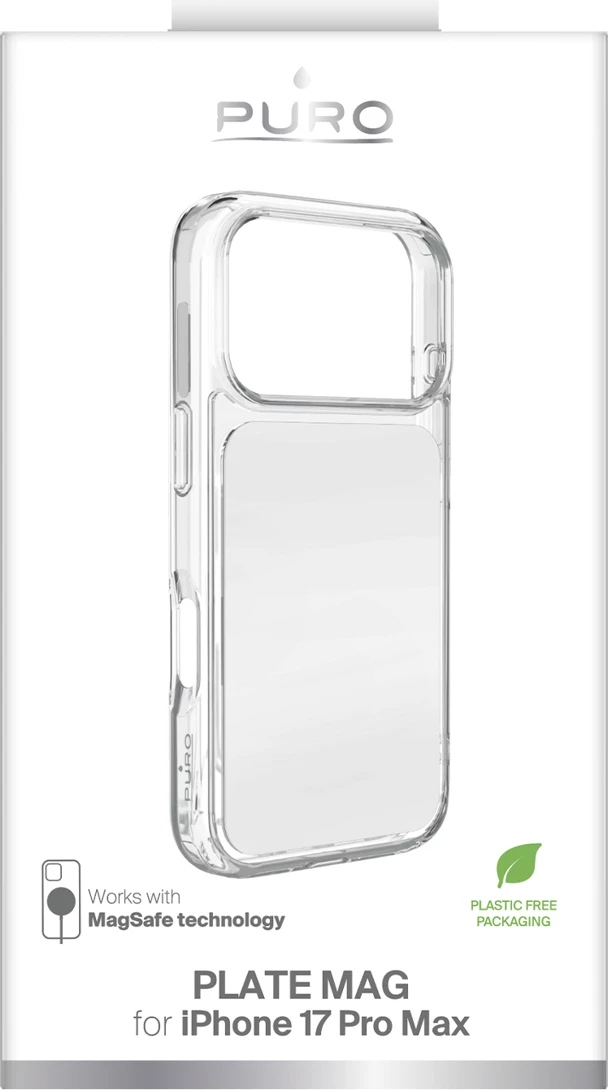 Mbështjellës Puro Plate Mag për iPhone 17 Pro Max, MagSafe, PU, i bardhë