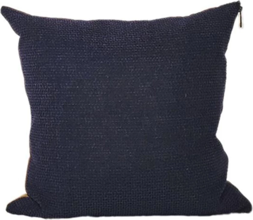 Jastëk dekorativ Glam, kadife-lino, ngjyrë kaltër-ari, 45x45cm