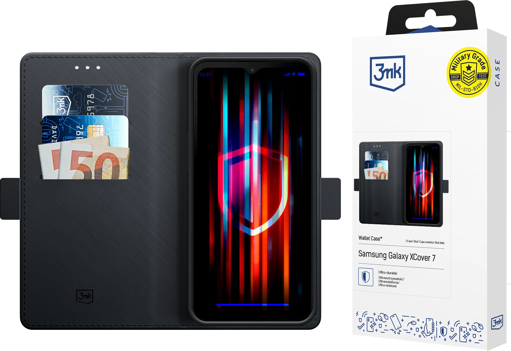 Mbështjellës 3mk Wallet Case për Samsung Galaxy XCover 7, i zi