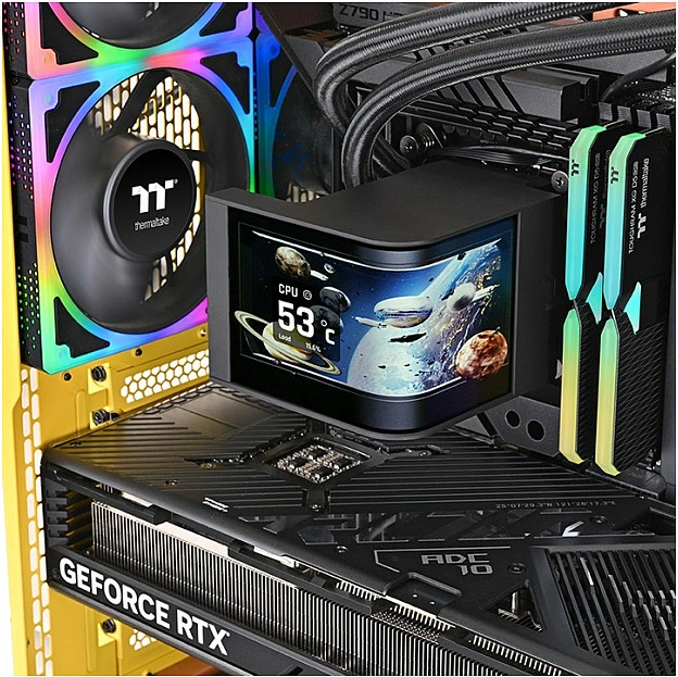 Ftohës uji AIO Thermaltake MAGCurve 360 Ultra ARGB Sync, 360mm, 3x120mm, ekran AMOLED 6.67", i zi