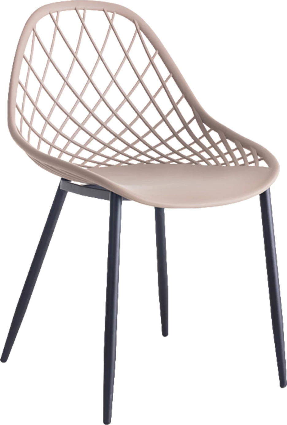 Karrige polipropileni FH9524.03 ngjyrë kapuçino me këmbë metalike të zeza 52x53x82Hcm., set prej 4 copash