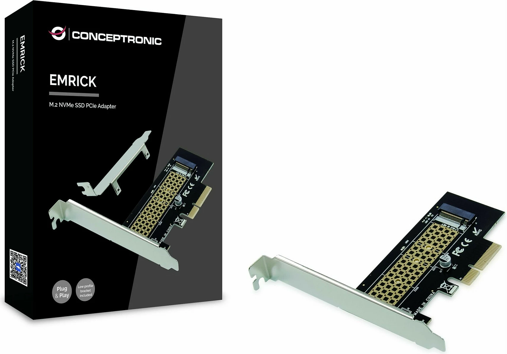 Kartë zgjerimi PCIe Conceptronic M.2 NVMe PCIe 3.0 x4, 32 Gbit/s, e zezë/inoks