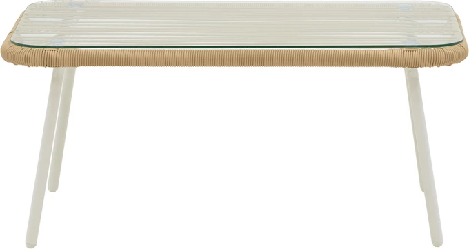 Set Bonanza për sallon, 4 pjesë, ratan bezhë-alumin i bardhë