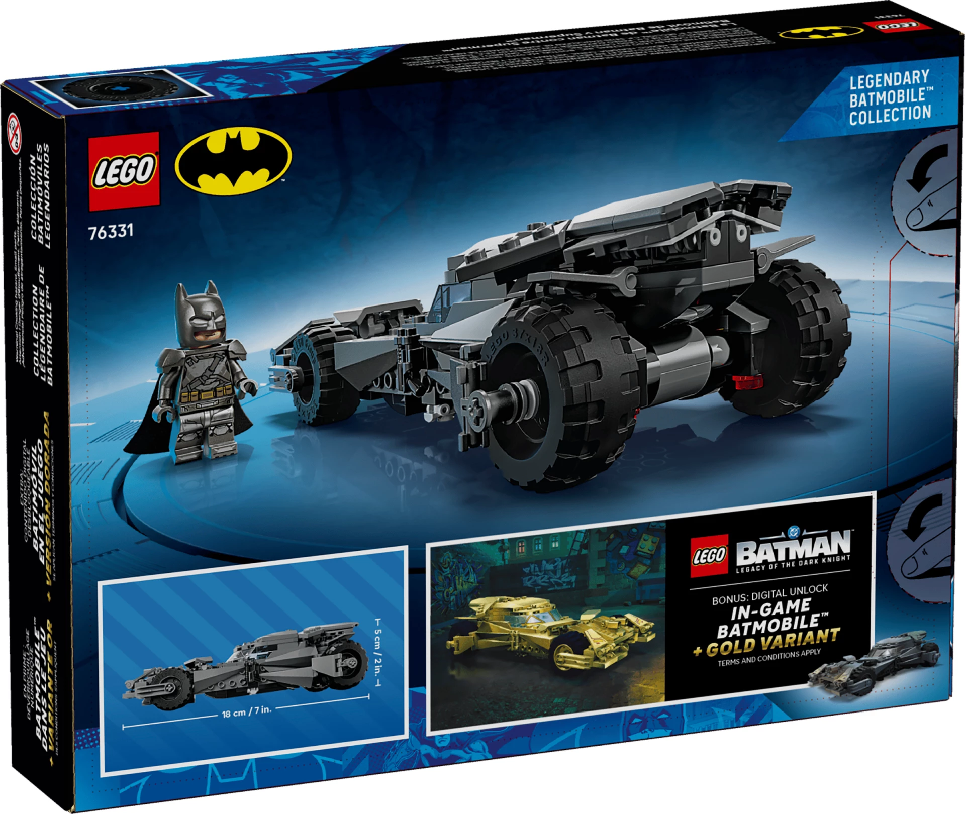 Set ndërtimi LEGO DC Batmobile Batman v Superman 76331, 220 copë, 1 minifigurë Batman, gri