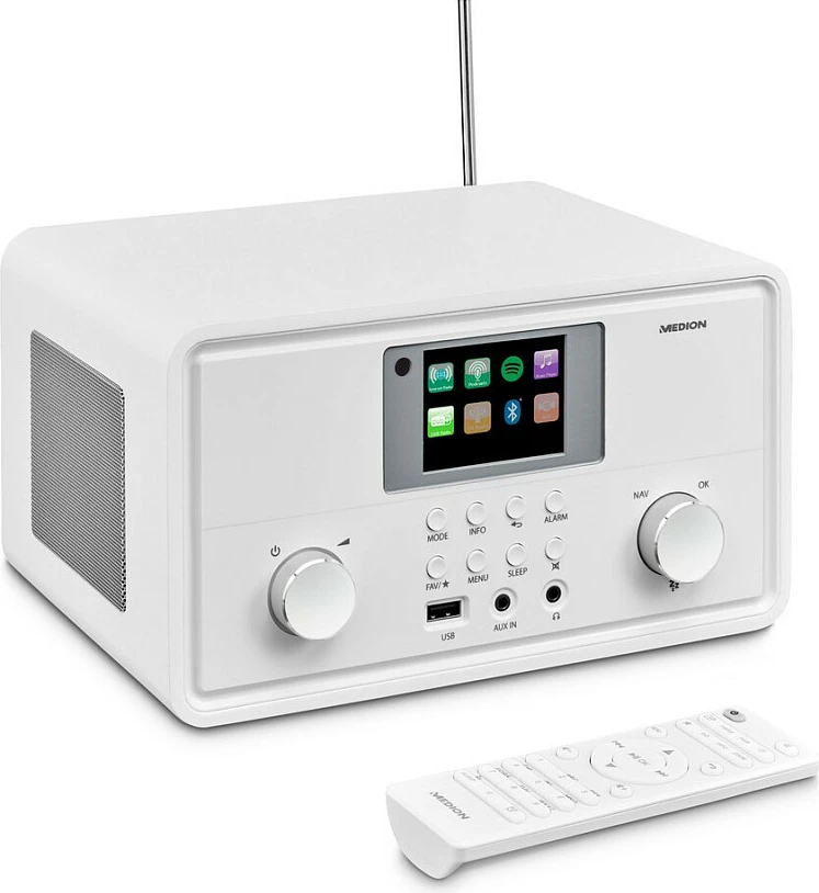 Radio interneti Medion MD 88069, DAB+/FM, Bluetooth, Wi‑Fi, 20W, e bardhë