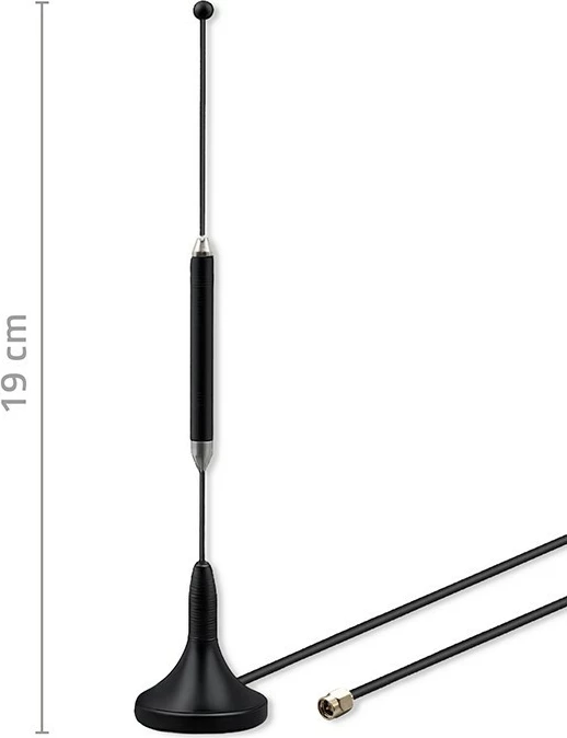 Antenë 4G LTE omnidireksionale me bazë magnetike, Qoltec 57059, 5 dBi, SMA, 600-2700 MHz, kabllo 3 m, e zezë