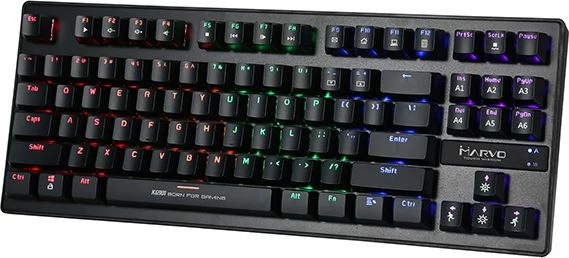 Tastierë mekanike gaming Marvo KG901 TKL USB RGB me switcha Blue, e zezë (CZ/SK)